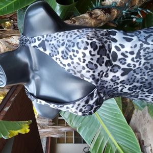 Leopard Satin cross back gown